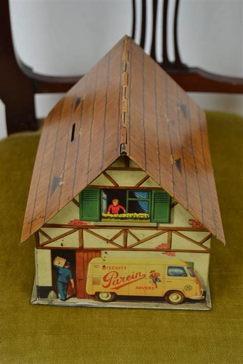 parein metal box|Farmhouse Biscuit Tin, Moneybox , Parein Biscuits, 1940s, .